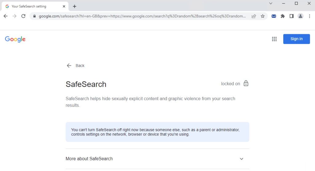Try to Disable Safe Search